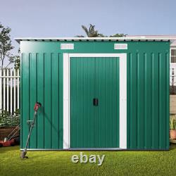 8X4ft Outdoor Metal Garden Shed Garden Storage House Sliding Door WITH FREE BASE