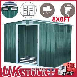 8X8FT Galvanised Garden Storage Shed Chest Box with Sliding Door Free Foundation