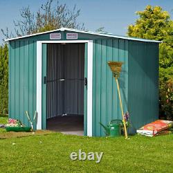 8X8FT Galvanised Garden Storage Shed Chest Box with Sliding Door Free Foundation