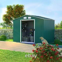 8X8FT Galvanised Garden Storage Shed Chest Box with Sliding Door Free Foundation