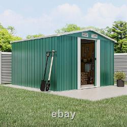 8X8FT Galvanised Garden Storage Shed Chest Box with Sliding Door Free Foundation