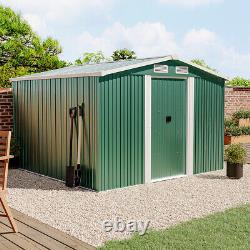 8X8FT Galvanised Garden Storage Shed Chest Box with Sliding Door Free Foundation