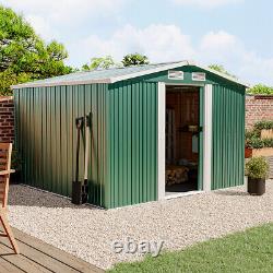 8X8FT Galvanised Garden Storage Shed Chest Box with Sliding Door Free Foundation