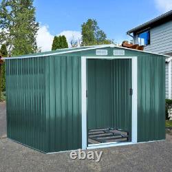 8X8FT Galvanised Garden Storage Shed Chest Box with Sliding Door Free Foundation