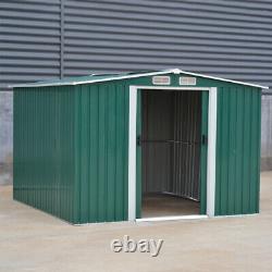 8X8FT Galvanised Garden Storage Shed Chest Box with Sliding Door Free Foundation