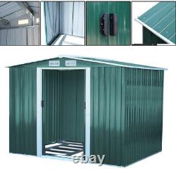 8X8FT Galvanised Garden Storage Shed Chest Box with Sliding Door Free Foundation