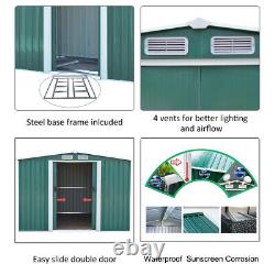 8X8FT Galvanised Garden Storage Shed Chest Box with Sliding Door Free Foundation