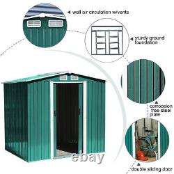 8X8FT Galvanised Garden Storage Shed Chest Box with Sliding Door Free Foundation