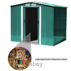 8X8FT Galvanised Garden Storage Shed Chest Box with Sliding Door Free Foundation