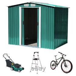 8X8FT Galvanised Garden Storage Shed Chest Box with Sliding Door Free Foundation