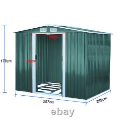 8X8FT Galvanised Garden Storage Shed Chest Box with Sliding Door Free Foundation