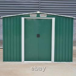 8X8FT Galvanised Garden Storage Shed Chest Box with Sliding Door Free Foundation