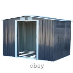 8X8ft Apex House Gardening ATV Tool Storage Shed Sliding Door Ventilation & Base