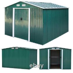 8X 8 Outdoor Storage Tools House Garden Shed Sliding Door Galvanised Metal Green