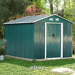 8X 8 Outdoor Storage Tools House Garden Shed Sliding Door Galvanised Metal Green