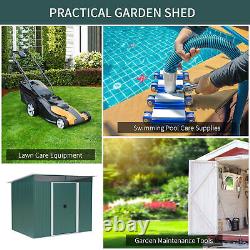 8.5 x 6ft Garden Shed Storage Tool Organizer with Sliding Door Vent Green