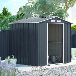 8 x 6ft Garden Storage Shed w Metal Floor Frame Base Kit Anthracite Sliding Door