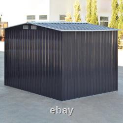 8 x 6ft Garden Storage Shed w Metal Floor Frame Base Kit Anthracite Sliding Door