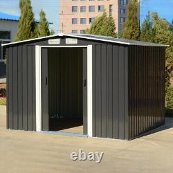 8 x 6ft Garden Storage Shed w Metal Floor Frame Base Kit Anthracite Sliding Door