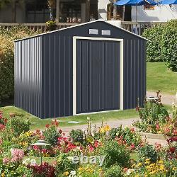 9.2FT x 6.5FT Outdoor Metal Storage Shed Garden Organizer House withSliding Door