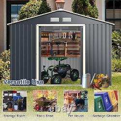 9.2FT x 6.5FT Outdoor Metal Storage Shed Garden Organizer House withSliding Door