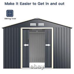 9.2FT x 6.5FT Outdoor Metal Storage Shed Garden Organizer House withSliding Door