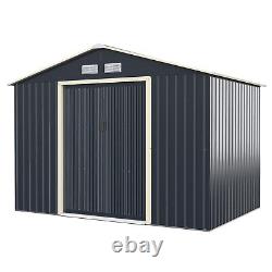 9.2FT x 6.5FT Outdoor Metal Storage Shed Garden Organizer House withSliding Door