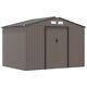 9 X 6ft Outdoor Storage Garden Shed Sliding Door Galvanised Metal Brown