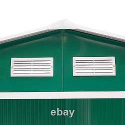 9 X 6FT Outdoor Storage Garden Shed Sliding Door Galvanised Metal Green