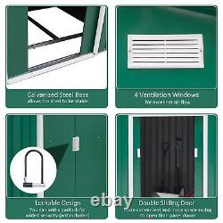 9 X 6FT Outdoor Storage Garden Shed Sliding Door Galvanised Metal Green