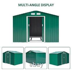 9 X 6FT Outdoor Storage Garden Shed Sliding Door Galvanised Metal Green