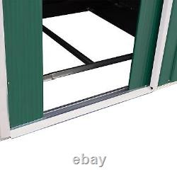 9 X 6FT Outdoor Storage Garden Shed Sliding Door Galvanised Metal Green