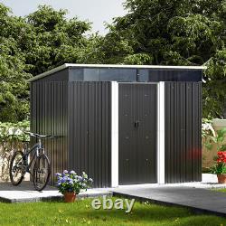 Anthracite 8.5x4ft Garden Storage Shed Sliding Door Pent Roof with Acrylic Window