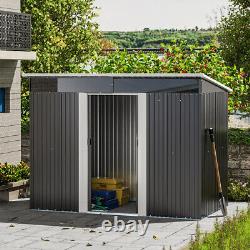 Anthracite 8.5x4ft Garden Storage Shed Sliding Door Pent Roof with Acrylic Window