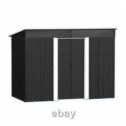 Anthracite 8.5x4ft Garden Storage Shed Sliding Door Pent Roof with Acrylic Window