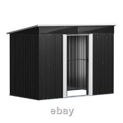 Anthracite 8.5x4ft Garden Storage Shed Sliding Door Pent Roof with Acrylic Window