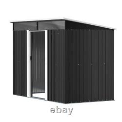 Anthracite 8.5x4ft Garden Storage Shed Sliding Door Pent Roof with Acrylic Window