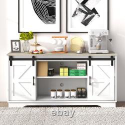 Bar Cabinet with Barn 2 Sliding Door Buffet Farmhouse Storage Cabinet TV Stand