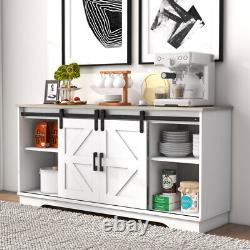 Bar Cabinet with Barn 2 Sliding Door Buffet Farmhouse Storage Cabinet TV Stand