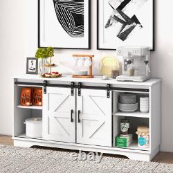 Barn 2 Sliding Doors Bar Cabinet Home Buffet Farmhouse Storage Cabinet TV Stand