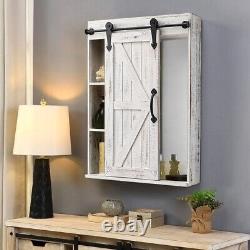 Bathroom Wooden Cabinet Storage Mirror Sliding Doors Shelf Cupboard Wall Mounted