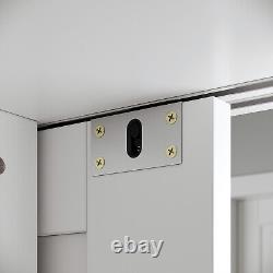 Bedroom 2 Sliding Door Wardrobe Matt White Storage Cupboard with 2 Hanging Rails