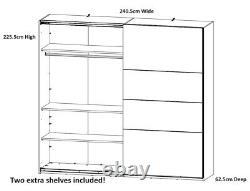 Bedroom Sliding Wardrobe Wide Storage Extra Shelves Oak/Black Oak Effect Maio