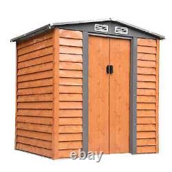 Brown Garden Shed Heavy Duty Steel Sliding Door Tool Bike Storage Lawn Equipment