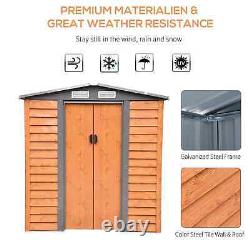 Brown Garden Shed Heavy Duty Steel Sliding Door Tool Bike Storage Lawn Equipment