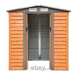 Brown Garden Shed Heavy Duty Steel Sliding Door Tool Bike Storage Lawn Equipment