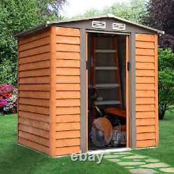 Brown Garden Shed Heavy Duty Steel Sliding Door Tool Bike Storage Lawn Equipment