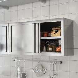 Catering Kitchen Stainless Steel Wall Cabinet Cupboard Storage Shelf 120x35x60cm