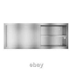 Catering Kitchen Wall Cabinet Storage Cupboard Unit With Slide Door 150x35x60cm