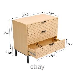 Chic Natural Wooden TV Cabinet Storage Sideboard Drawers Chest Console Organiser